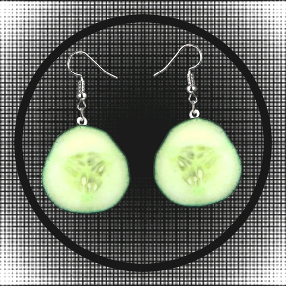 Women's Cucumber Drop Dangle Earrings - Picture 2 of 3